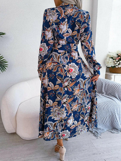 Levoire | Robe Midi À Manches Longues Imprimée Liée
