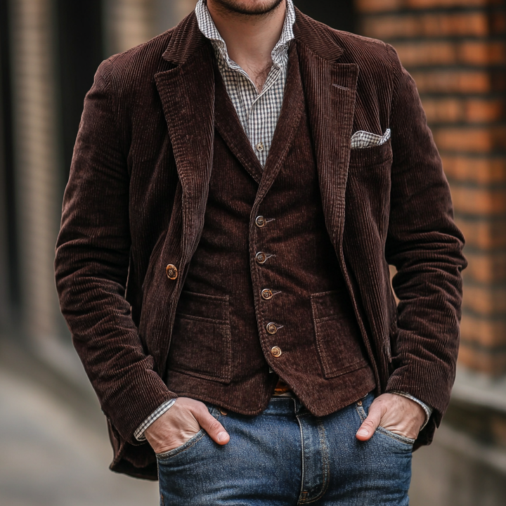 Levoire | Blazer Classique Et Gilet Marron