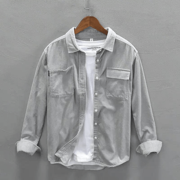 Levoire | Chemise en coton décontractée Confortable et respirante Convient à toutes les saisons Gris