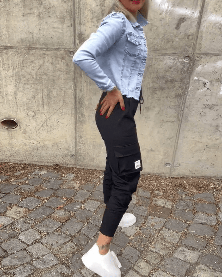 Levoire | Pantalon Cargo Noir Femme Cordon Tendance Confortable