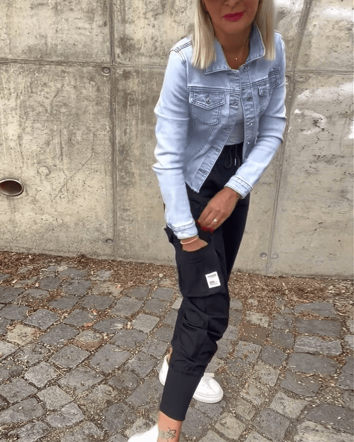 Levoire | Pantalon Cargo Noir Femme Cordon Tendance Confortable