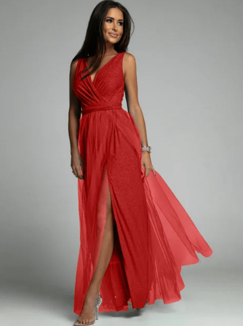 Levoire | Robe élégante pour femmes avec décolleté en V Robe luxueuse et confortable Rot