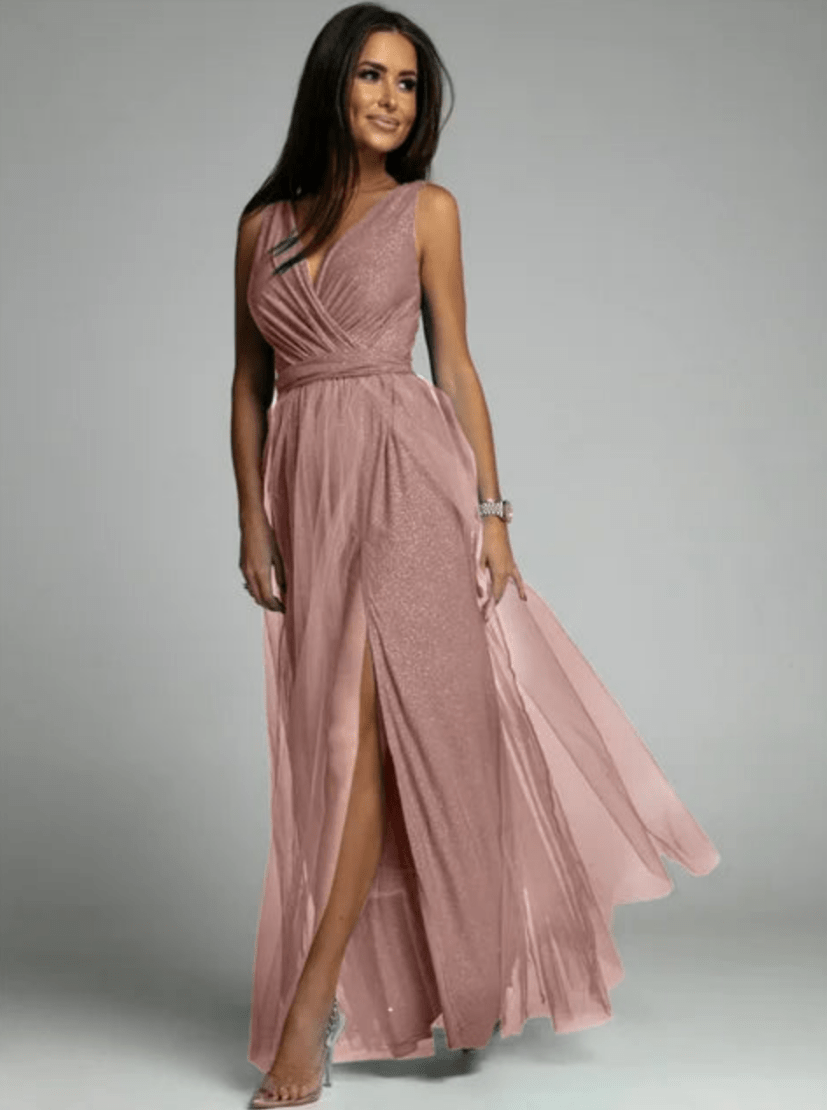 Levoire | Robe élégante pour femmes avec décolleté en V Robe luxueuse et confortable Rosé