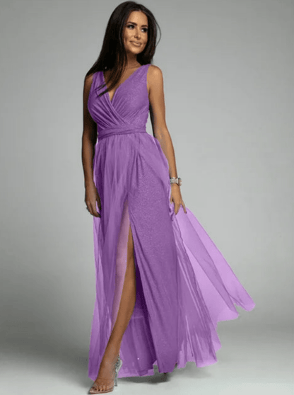 Levoire | Robe élégante pour femmes avec décolleté en V Robe luxueuse et confortable Lilas