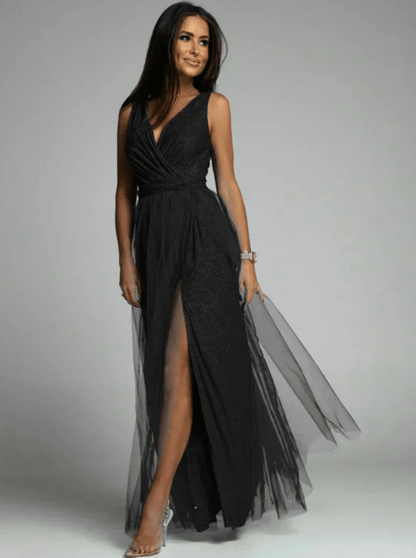 Levoire | Robe élégante pour femmes avec décolleté en V Robe luxueuse et confortable Noir