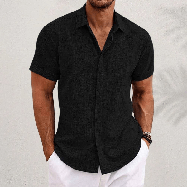 Levoire | Chemise pour hommes élégante Chemisier d'été confortable à manches courtes Noir