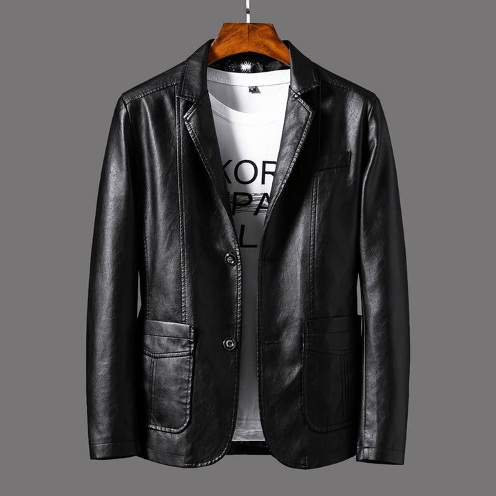 Levoire | Blazer en cuir pour hommes élégant Coupe classique Noir