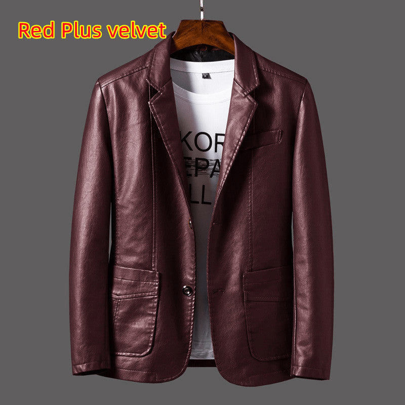 Levoire | Blazer en cuir pour hommes élégant Coupe classique Rot Plus Velours