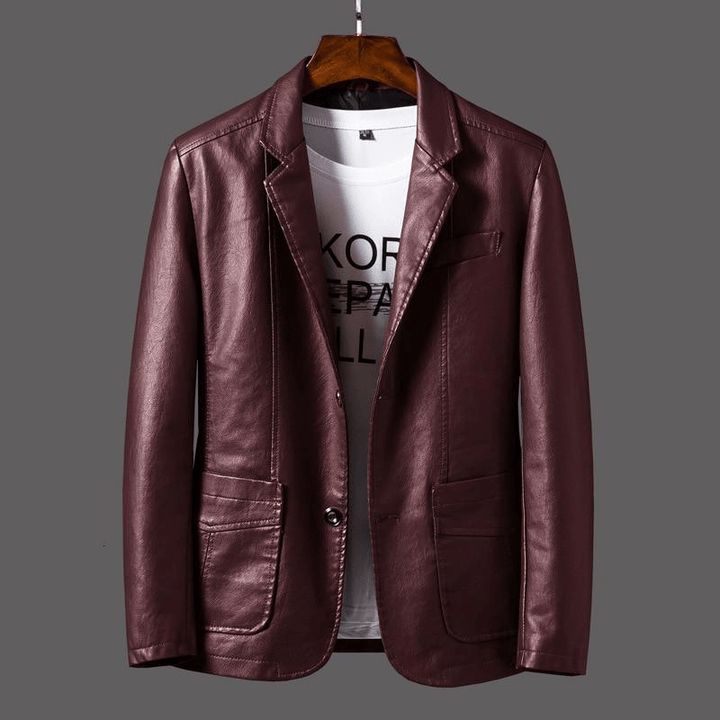 Levoire | Blazer en cuir pour hommes élégant Coupe classique Bordeaux