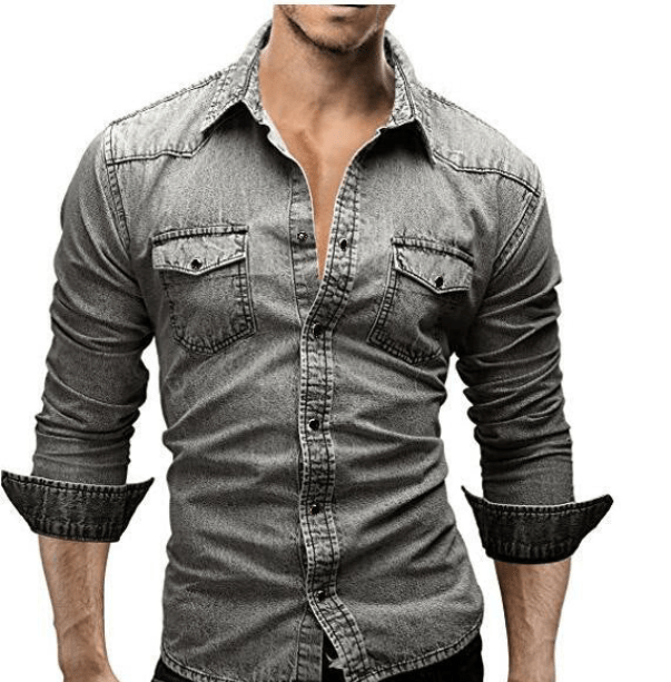 Levoire | Chemise En Jean Décontractée Homme Gris clair