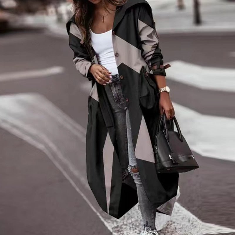 Levoire | Veste Longue Tendance Confortable Pour L'Automne Noir urbain