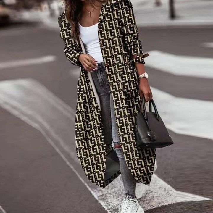 Levoire | Veste Longue Tendance Confortable Pour L'Automne Géométrique noir