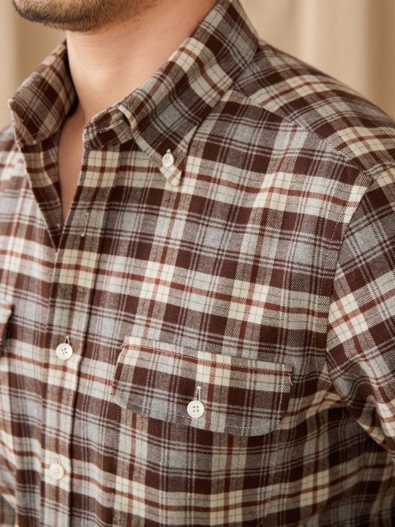 Levoire | Chemise En Coton Châtaigne À Carreaux