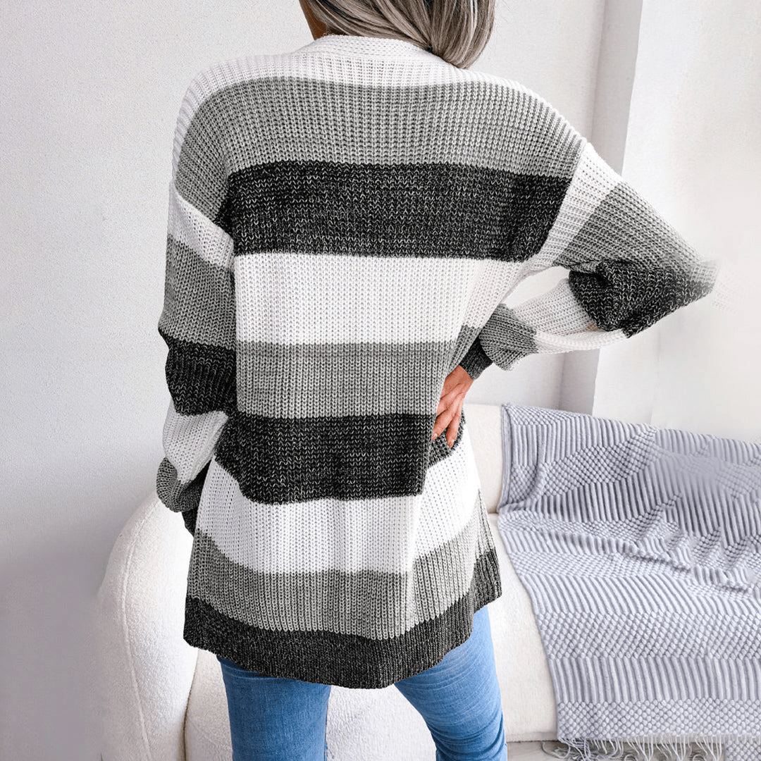 Levoire | Pull Femme Rayé Gilet Jumper Pullover