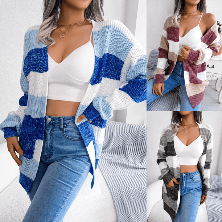Levoire | Pull Femme Rayé Gilet Jumper Pullover