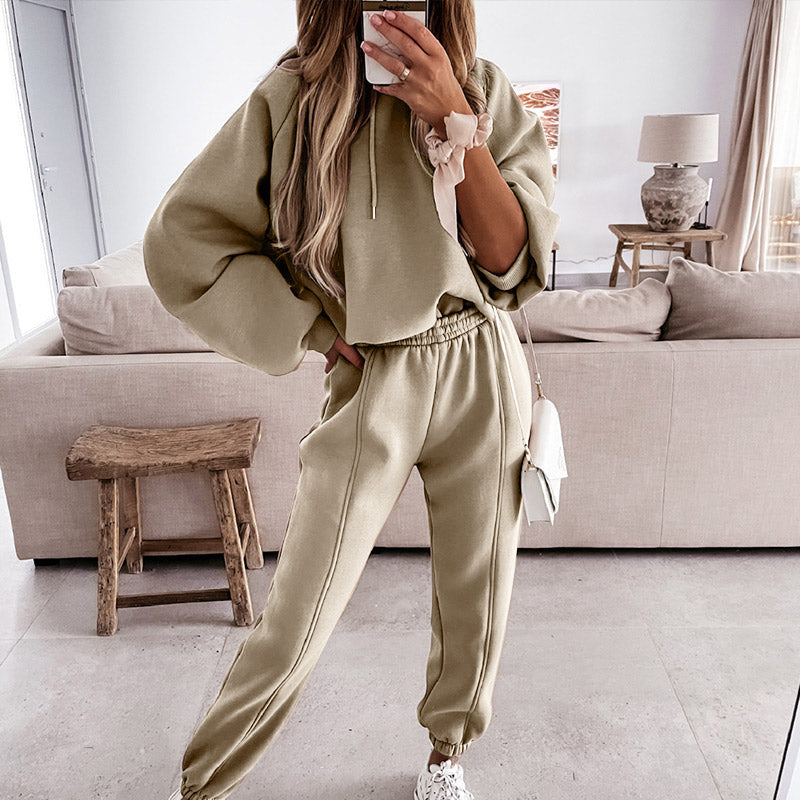 Levoire | Costume De Jogging De Luxe 2 Pièces Confortable Pour Femmes Beige