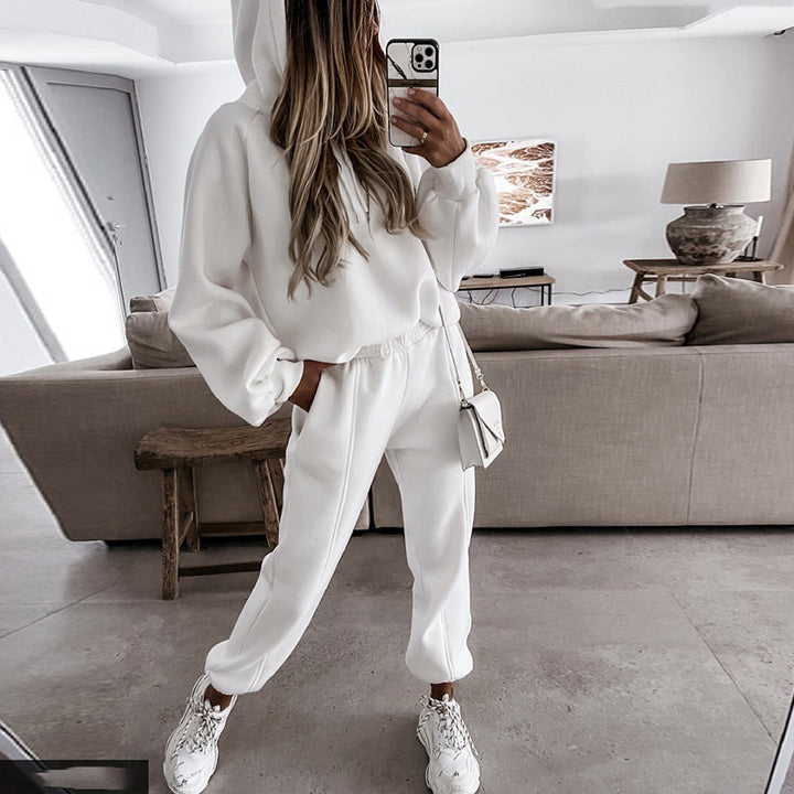 Levoire | Costume De Jogging De Luxe 2 Pièces Confortable Pour Femmes Blanc