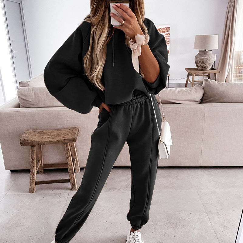 Levoire | Costume De Jogging De Luxe 2 Pièces Confortable Pour Femmes Noir