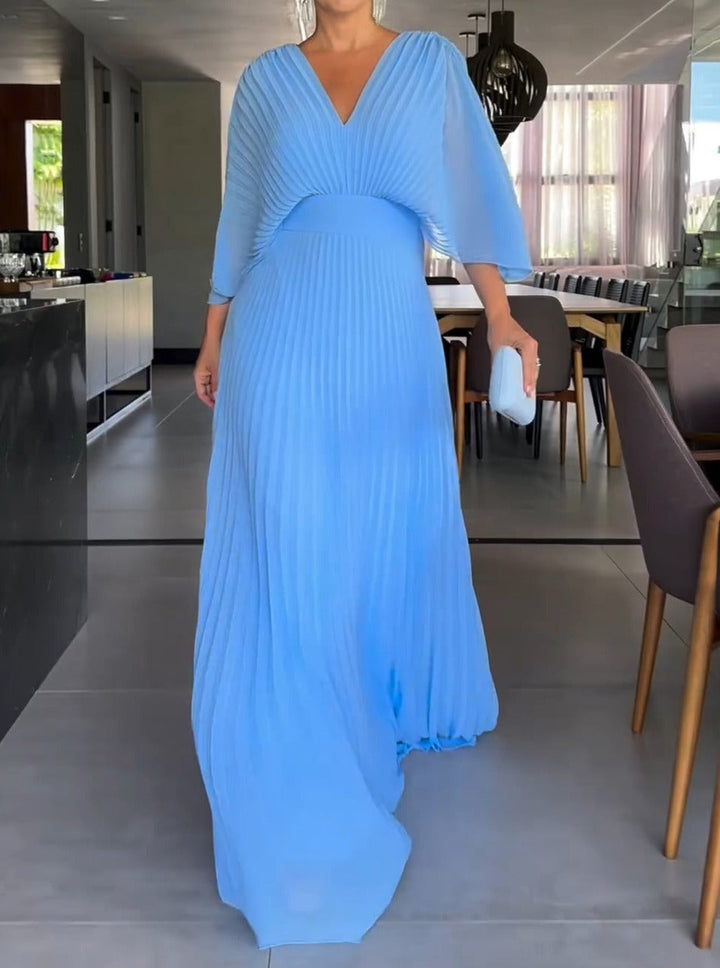 Levoire | Robe Côtelée En V Bleu clair