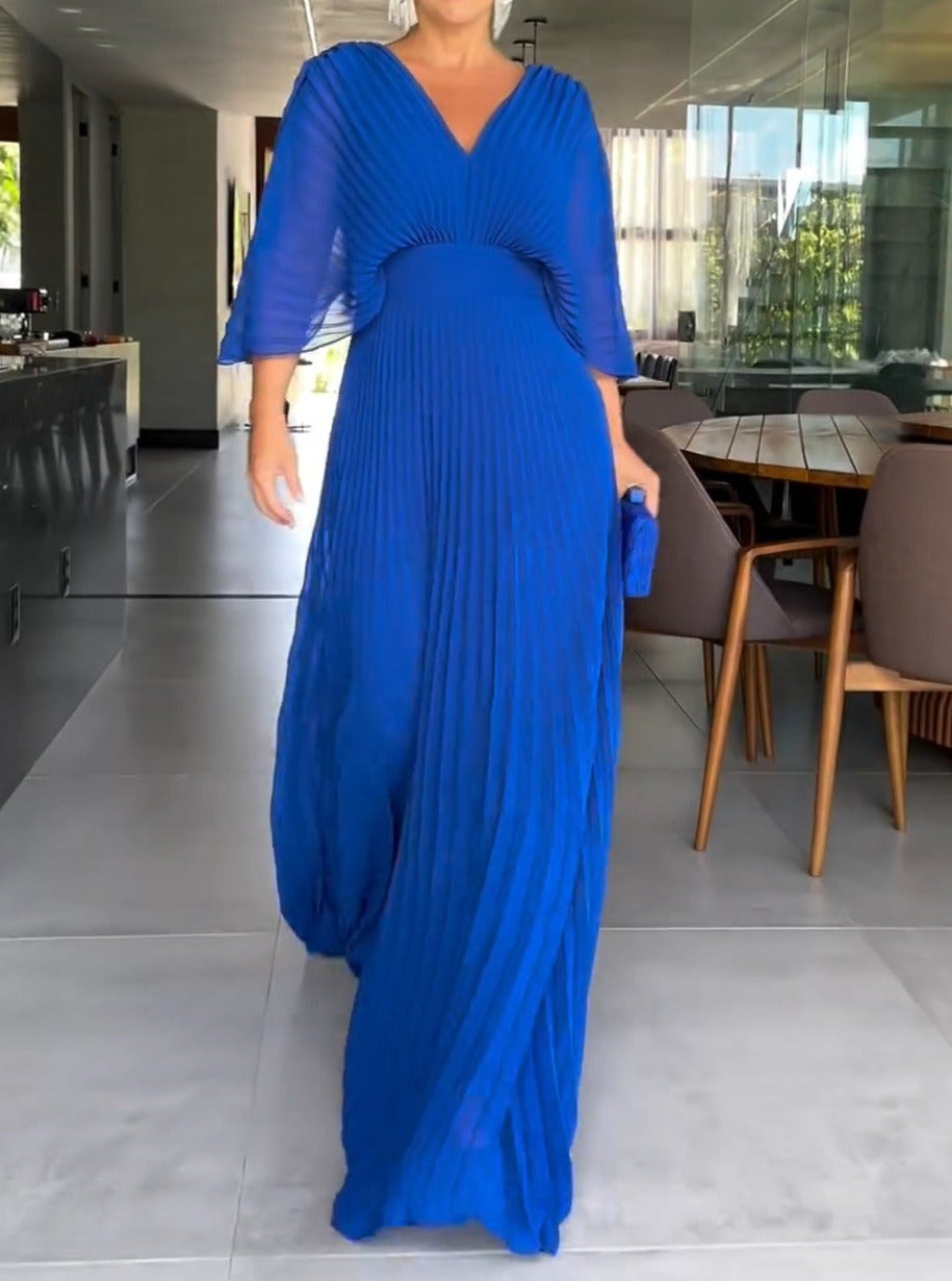 Levoire | Robe Côtelée En V Bleu foncé