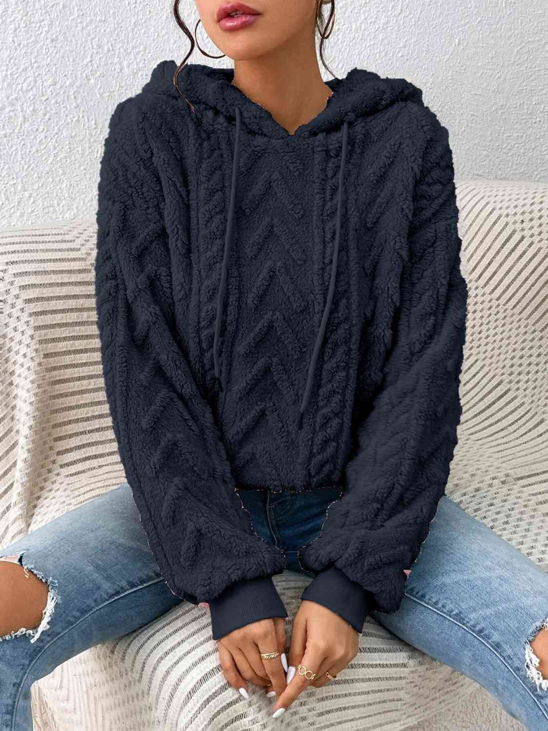 Levoire | Sweat À Capuche Avec Cordon Et Manches Longues Parfait Pour Un Style Décontracté Bleu Fonce
