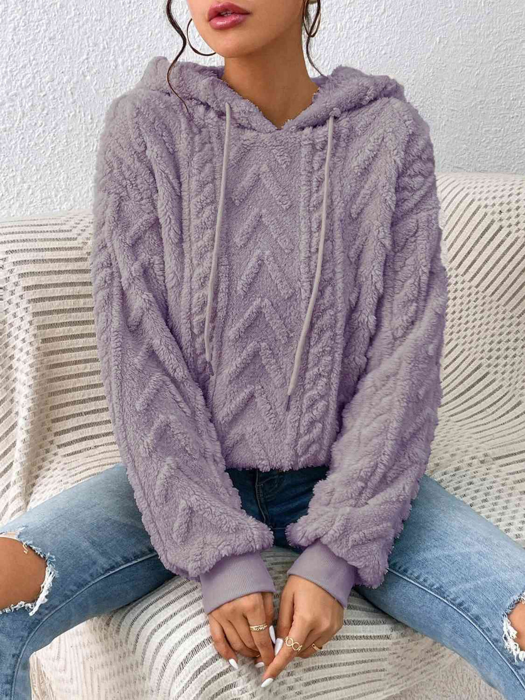Levoire | Sweat À Capuche Avec Cordon Et Manches Longues Parfait Pour Un Style Décontracté Lilas