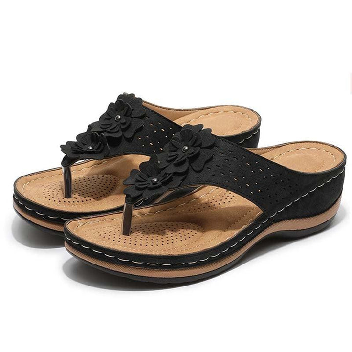 Levoire | Tongs Fleurs Noir