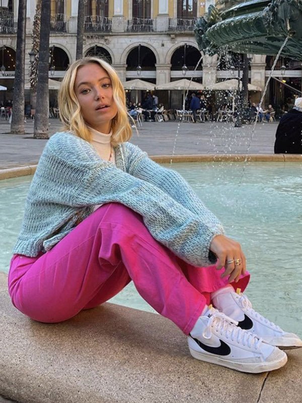 Levoire | Pantalons amples polyvalents tendance ressemblant à un jean taille haute fin avec des jambes larges