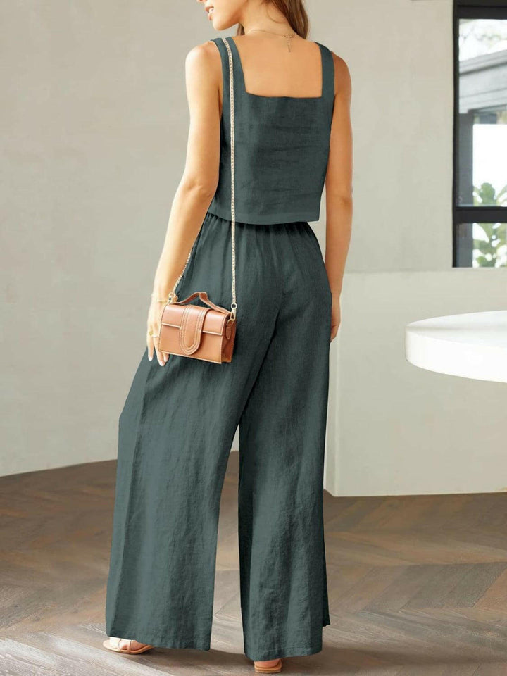 Levoire | Top À Encolure Carrée Tendance Et Ensemble De Pantalons Larges