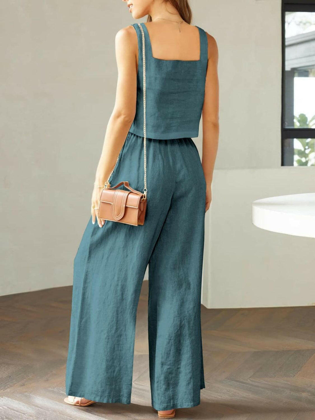 Levoire | Top À Encolure Carrée Tendance Et Ensemble De Pantalons Larges