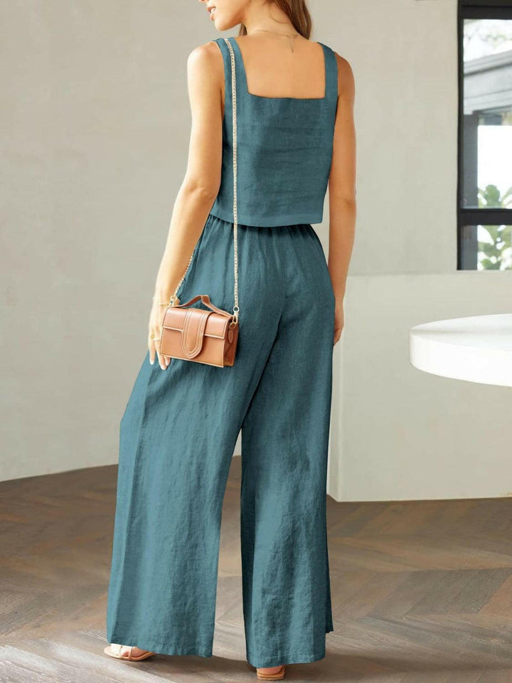 Levoire | Top À Encolure Carrée Tendance Et Ensemble De Pantalons Larges