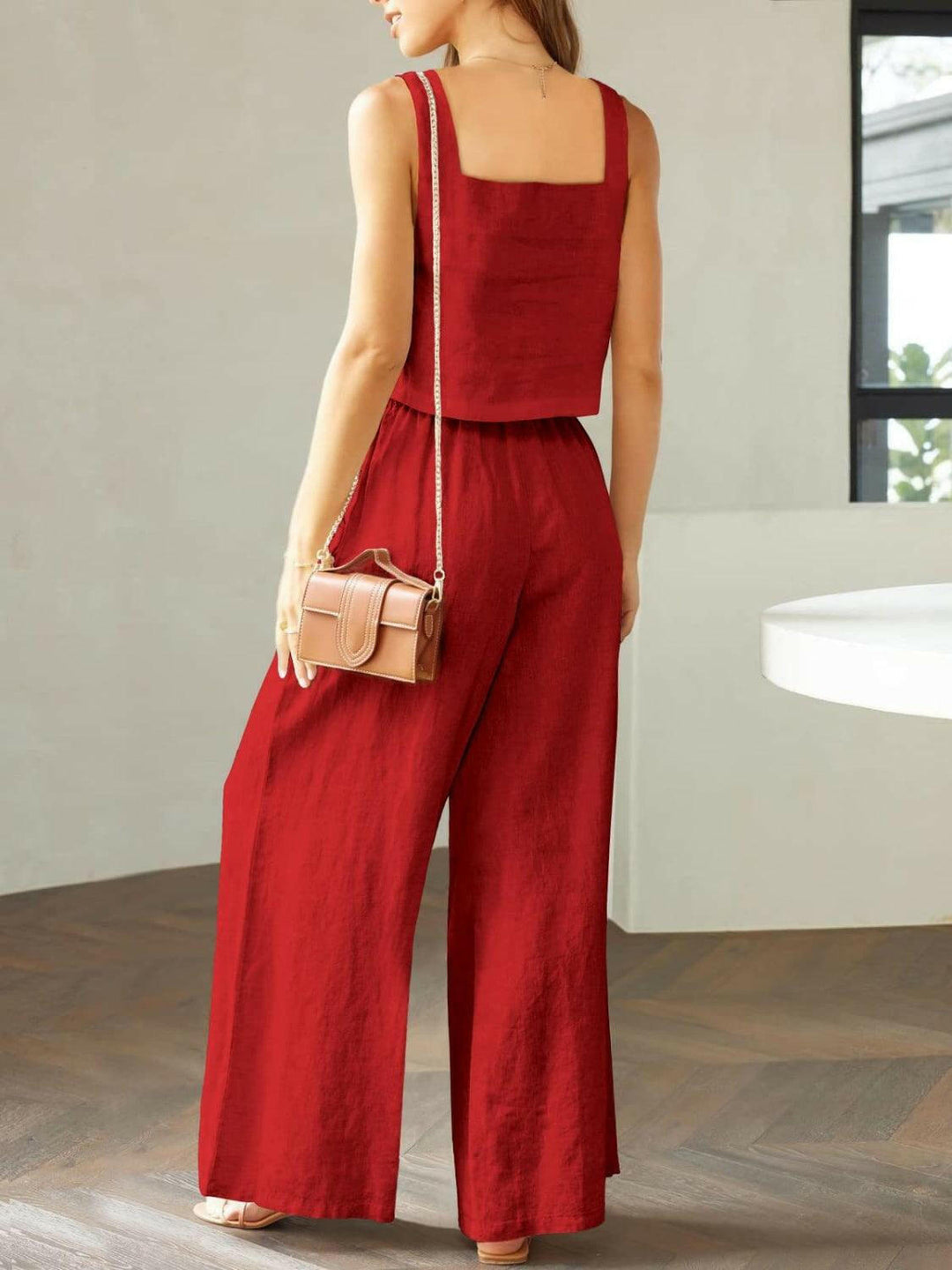 Levoire | Top À Encolure Carrée Tendance Et Ensemble De Pantalons Larges