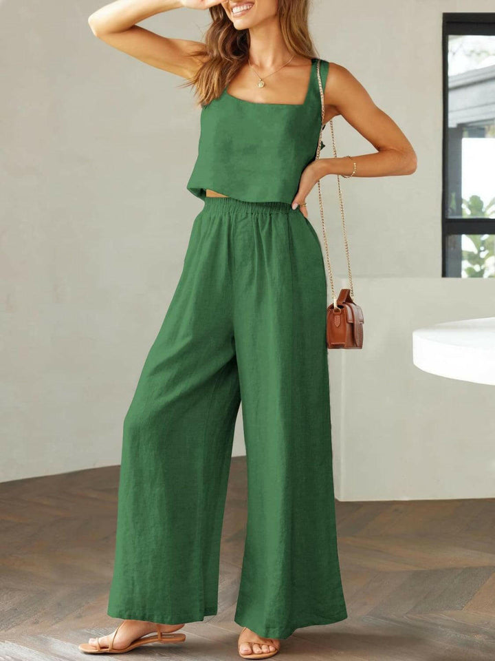 Levoire | Top À Encolure Carrée Tendance Et Ensemble De Pantalons Larges