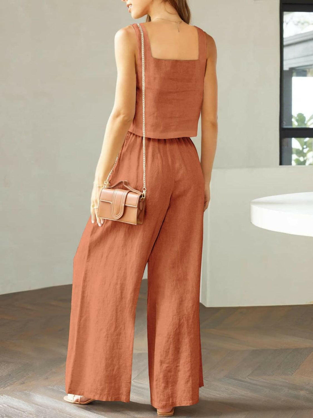 Levoire | Top À Encolure Carrée Tendance Et Ensemble De Pantalons Larges