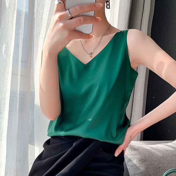 Levoire | Débardeur En Soie Douce Pour Femmes Vert émeraude