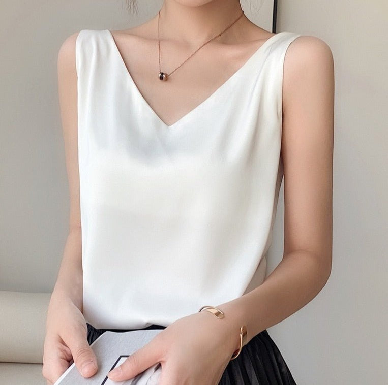 Levoire | Élégante Et Aérienne Blouse Sans Manches Pour Femmes Blanc
