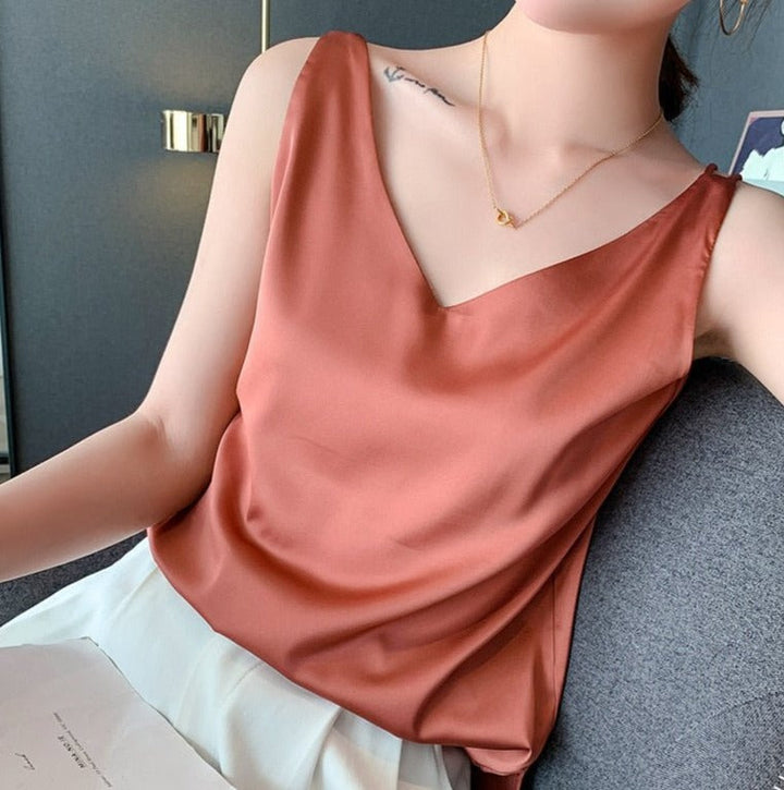 Levoire | Élégante Et Aérienne Blouse Sans Manches Pour Femmes Orange