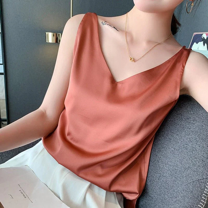Levoire | Débardeur En Soie Douce Pour Femmes Orange