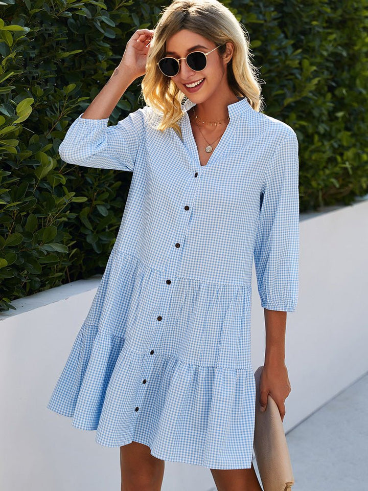 Levoire | Robe Fluide À Carreaux Pour Femmes Intemporelle, Confortable & Élégante Bleu