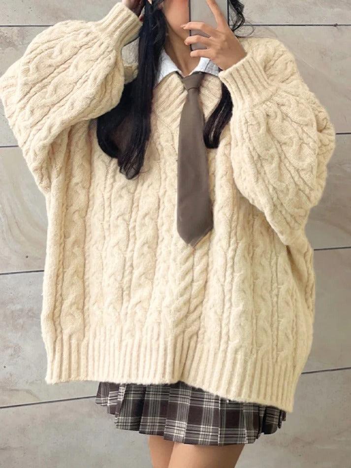 Levoire | Pull Décontracté À Col En V Design Torsadé