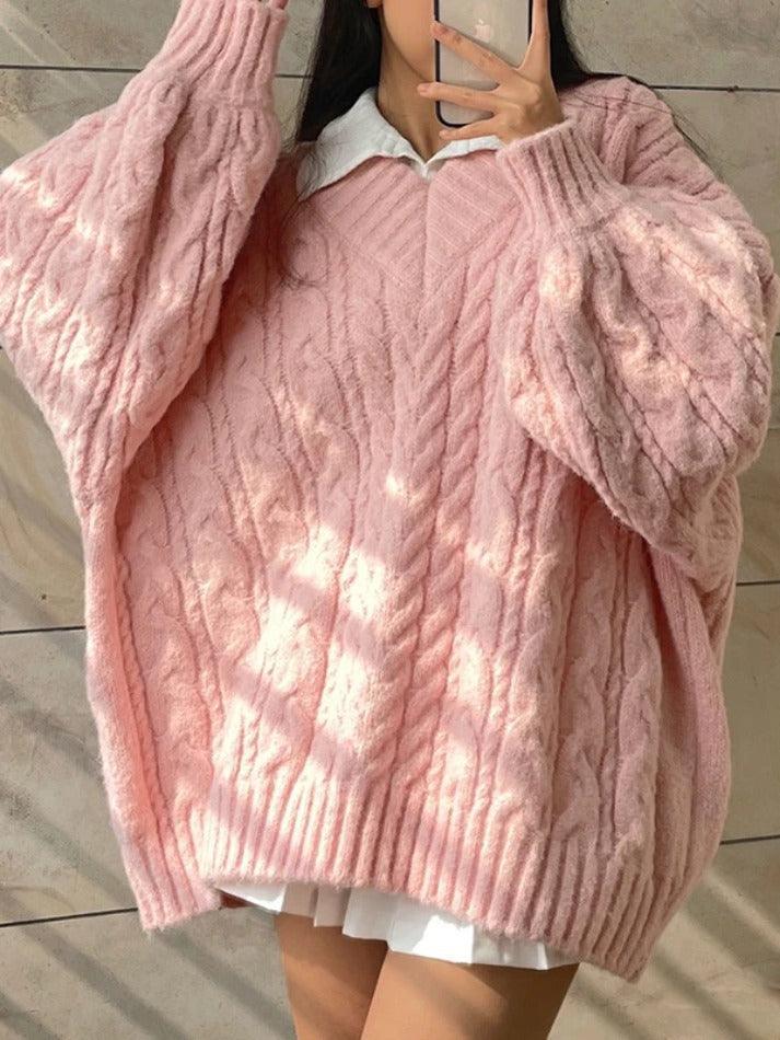 Levoire | Pull Décontracté À Col En V Design Torsadé