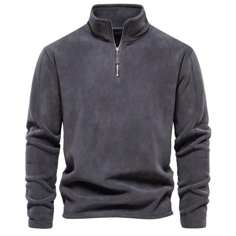 Levoire | Pull Fleece Avec Col Zippé Gris