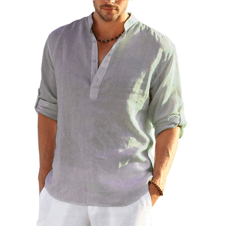 Levoire | Chemise En Lin Pour Hommes Unicolore gris