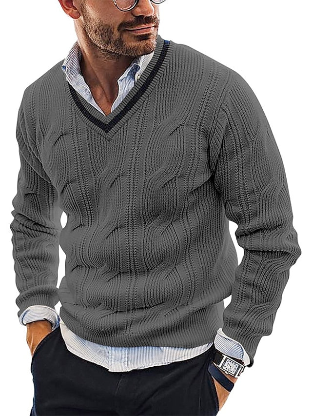 Levoire | Pull En Laine À Col En V À Manches Longues Gris