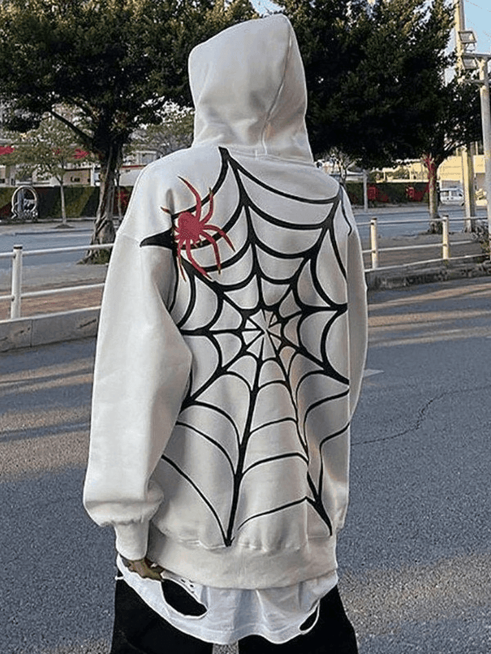 Levoire | Unisexe Coupe Lâche Sweat À Capuche Graphique Toile D'Araignée