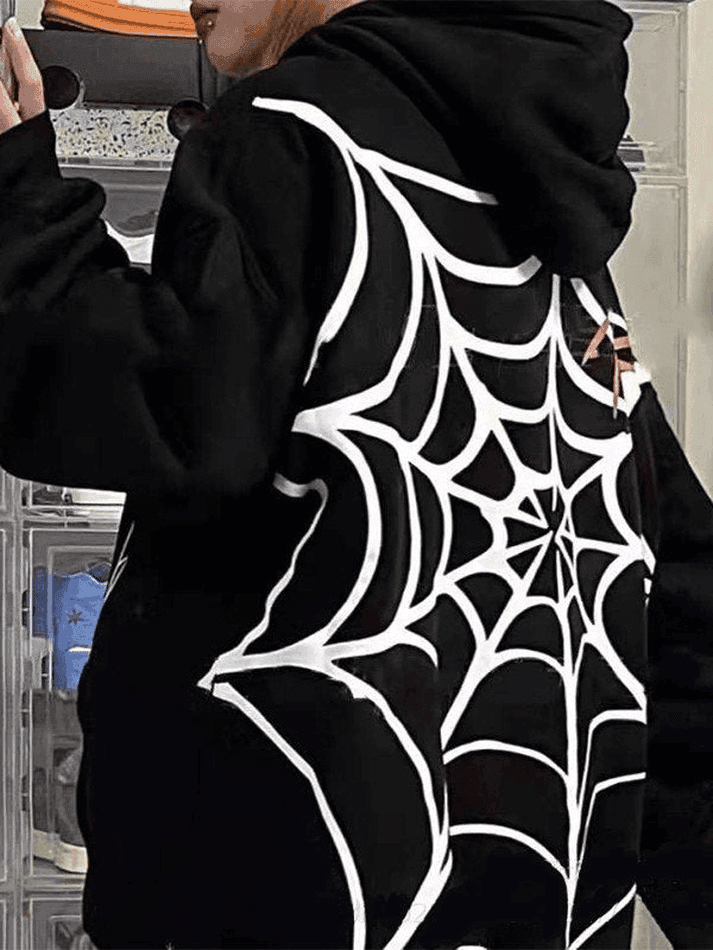 Levoire | Unisexe Coupe Lâche Sweat À Capuche Graphique Toile D'Araignée
