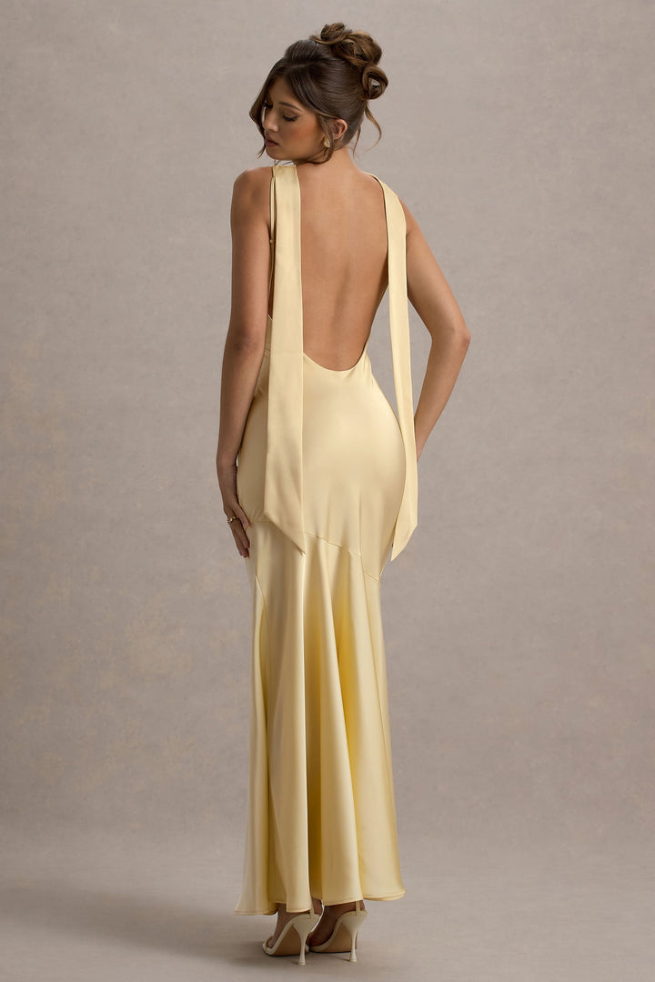 Levoire | Robe Maxi Satin Avec Col Cascading Pour Femmes