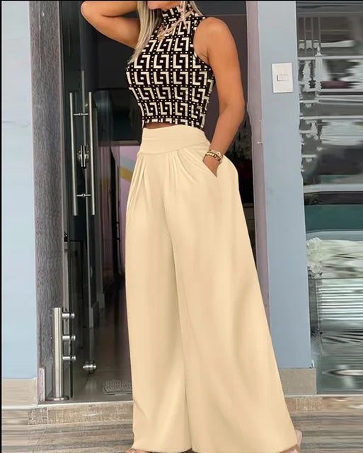 Levoire | Ensemble à jambe large sans manches Khaki