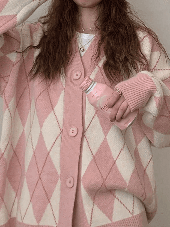 Levoire | Décolleté Jacquard À Motif Losange Cardigan