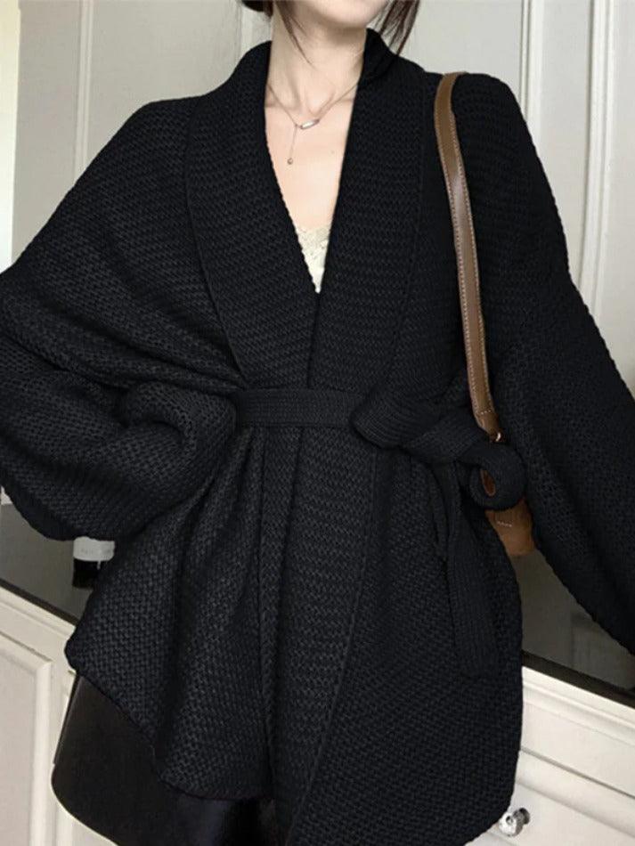 Levoire | Cardigan Décolleté À Lacets Noir UNE TAILLE